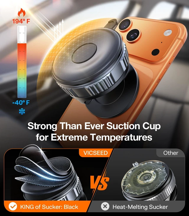 Alt view image 3 of 7 - for MagSafe Car Mount [Upgraded 98LBS Strongest Suction,Won't Break | Military-Grade Vacuum Magnetic Phone Holder, 360° Rotation Base, Metal Arm&Hinges, Stable for iPhone 17 Pro Max 16 15 14 13