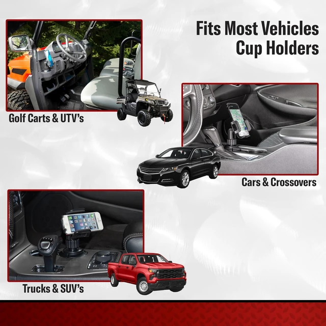 Alt view image 3 of 7 - Tuff Tech Cradle Cup Mount Phone Holder, Fits Most Smartphones | 360-Degree Rotation, Articulating Arm, Spring-Loaded Cradle, Fits Most Cars, Trucks, and SUVs