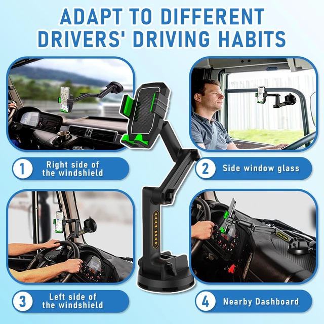 Alt view image 3 of 7 - Heavy Duty Phone Holder - Long Arm, Anti-Shake Suction Cup, Compatible with All Phones & Vehicles