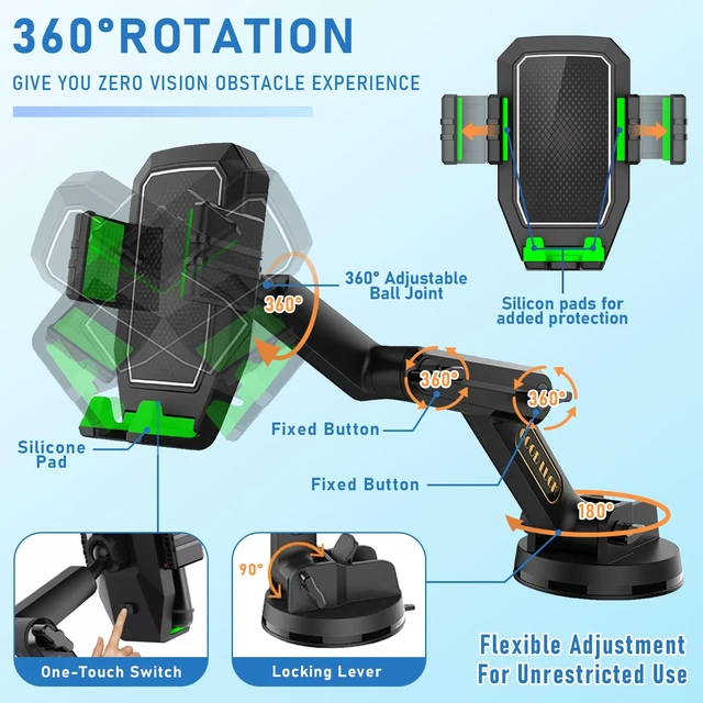 Alt view image 7 of 7 - Heavy Duty Phone Holder - Long Arm, Anti-Shake Suction Cup, Compatible with All Phones & Vehicles