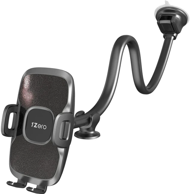 Main image of Solid Car Truck Phone Mount Holder Black with 14" Gooseneck Long Arm | Windshield Window Mobile Holders w/Industrial-Strength Suction Cup, Anti-Shake Stabilizer Compatible All Cell Phones iPhone