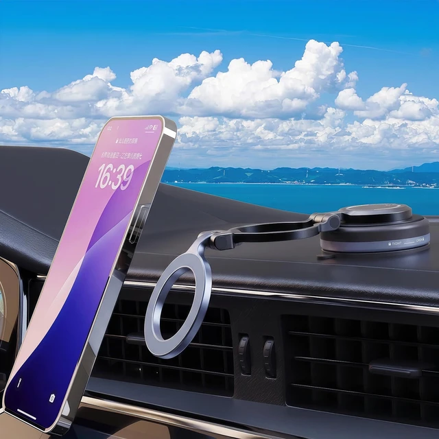 Alt view image 4 of 7 - Foldable Alloy Car Phone Holder MagSafe Compatible | 86+LBS Strongest Suction & 2400gf Strongest Magnetic, 360° Adjustable, Phone Holders for iPhone 17-12 Pro Max Plus Air