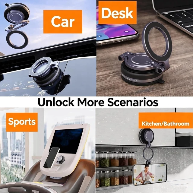 Alt view image 6 of 7 - Foldable Alloy Car Phone Holder MagSafe Compatible | 86+LBS Strongest Suction & 2400gf Strongest Magnetic, 360° Adjustable, Phone Holders for iPhone 17-12 Pro Max Plus Air