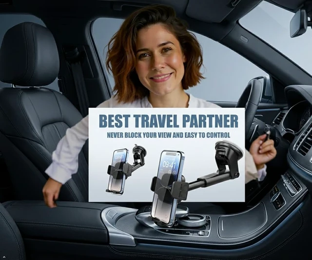 Alt view image 3 of 7 - [2026 Upgraded Military-Grade Car Phone Holder Mount Ultra-Stable Clamp Grip, 3-in-1 Dashboard/Windshield/Air Vent, One-Button Release Heavy Duty Universal for iPhone & All Smartphones