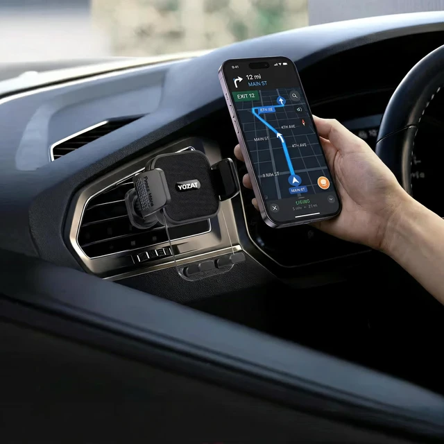 Alt view image 2 of 7 - [2026 Upgraded Military-Grade Car Phone Holder Mount Ultra-Stable Clamp Grip, 3-in-1 Dashboard/Windshield/Air Vent, One-Button Release Heavy Duty Universal for iPhone & All Smartphones