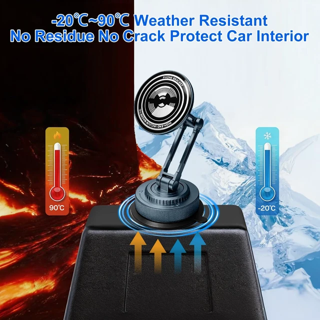 Alt view image 6 of 7 - All-Metal Alloy Long Arm Magnetic Suction Cup Car Phone Mount Holder | Strong Powerful Magnetic Heavy-Duty Windshield Dash 360° Mechanical Rotation Cell Mobile Phone Vehicle Bracket for All Cars