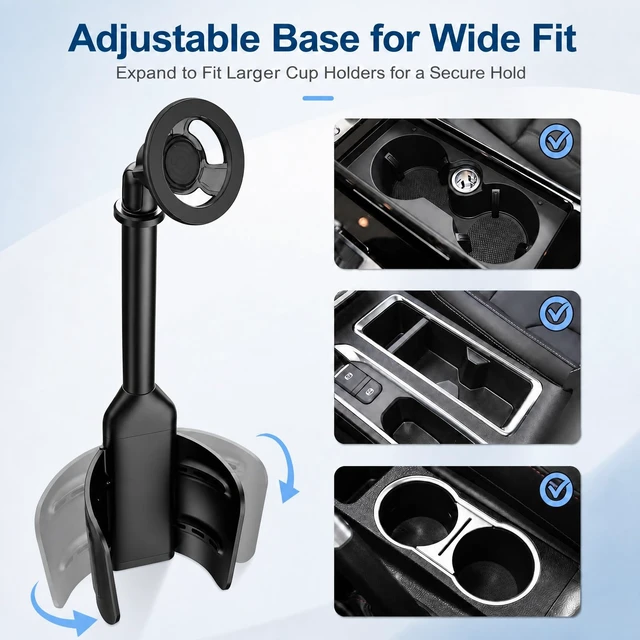 Alt view image 4 of 7 - Magnetic Cup Holder Phone Mount for Car, 2 in 1 One-Hand Operation | Adjustable Vehicle Cupholder Expander Phone Holder, Compatible with iPhone Android Smartphones For Suv Truck Cars
