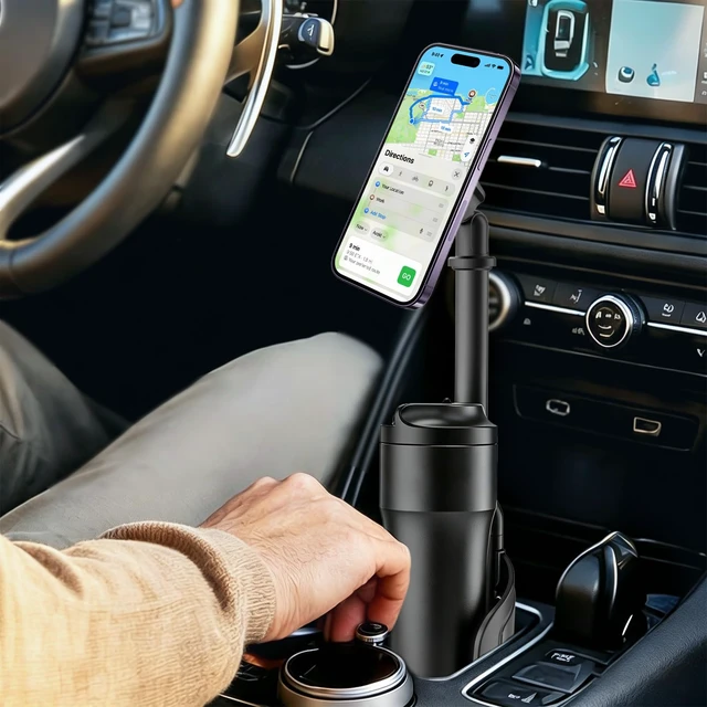 Alt view image 7 of 7 - Magnetic Cup Holder Phone Mount for Car, 2 in 1 One-Hand Operation | Adjustable Vehicle Cupholder Expander Phone Holder, Compatible with iPhone Android Smartphones For Suv Truck Cars