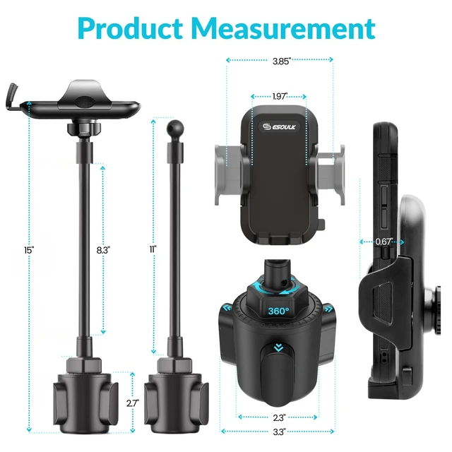 Alt view image 4 of 7 - Cup Holder Phone Mount 15 Inch Adjustable Gooseneck Arm for Car | Adjustable long arm and stable cup holder base keep your phone secure, easy to reach, and clear to view while driving