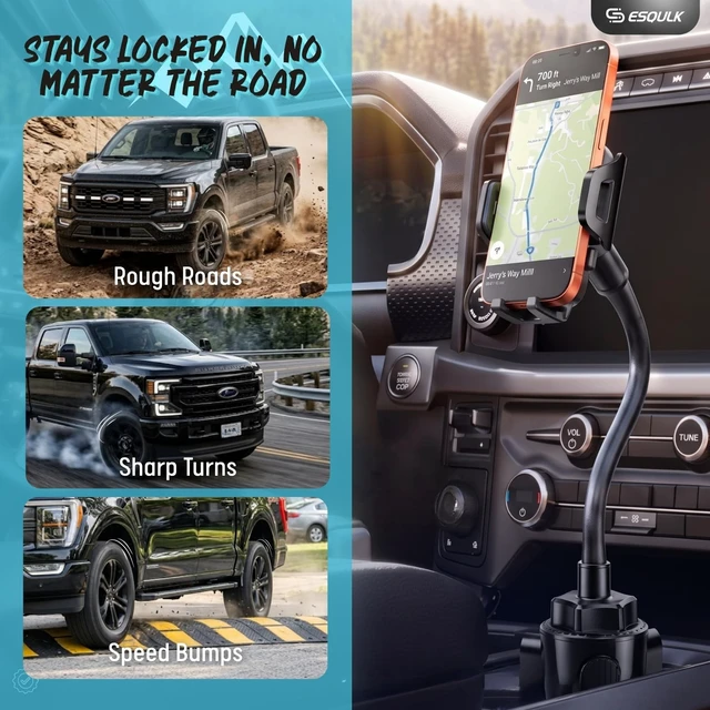 Alt view image 7 of 7 - Cup Holder Phone Mount 15 Inch Adjustable Gooseneck Arm for Car | Adjustable long arm and stable cup holder base keep your phone secure, easy to reach, and clear to view while driving