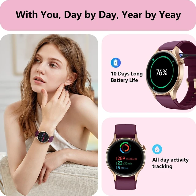 Alt view image 3 of 7 - Smart Watch for Women, Answer/Make Call, 1.32'' AMOLED Ultra-Clear Screen Fitness Tracker with Heart Rate/Sleep/Step Monitor, Compatible with iPhone/Samsung/Android, 110+ Sport Modes, 3ATM Waterproof