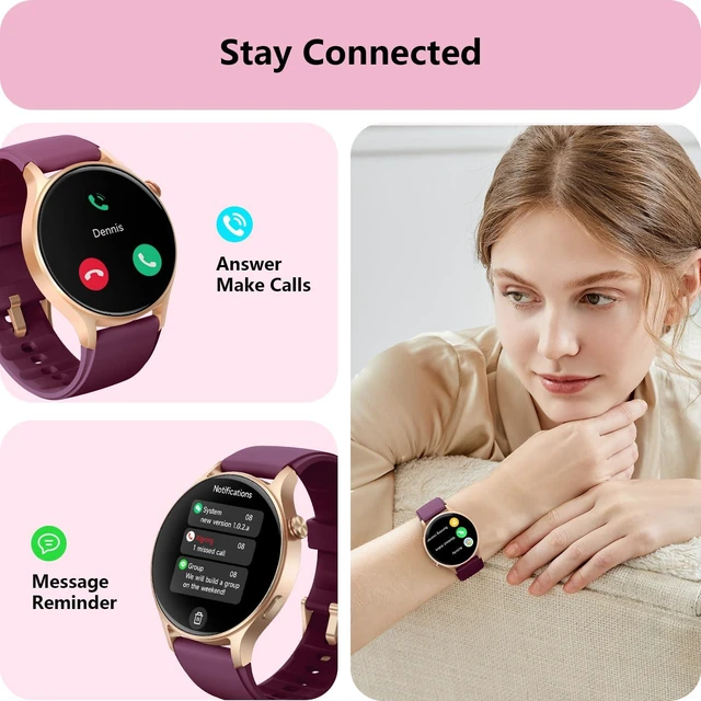 Alt view image 4 of 7 - Smart Watch for Women, Answer/Make Call, 1.32'' AMOLED Ultra-Clear Screen Fitness Tracker with Heart Rate/Sleep/Step Monitor, Compatible with iPhone/Samsung/Android, 110+ Sport Modes, 3ATM Waterproof