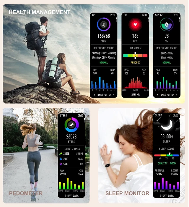 Alt view image 3 of 7 - Smart Watch for Women(Call Receive/Dial), Fitness Tracker Waterproof Smartwatch for Android iOS Phones 1.7" HD Full Touch Screen Digital Watches with Heart Rate Sleep Monitor Pedometer