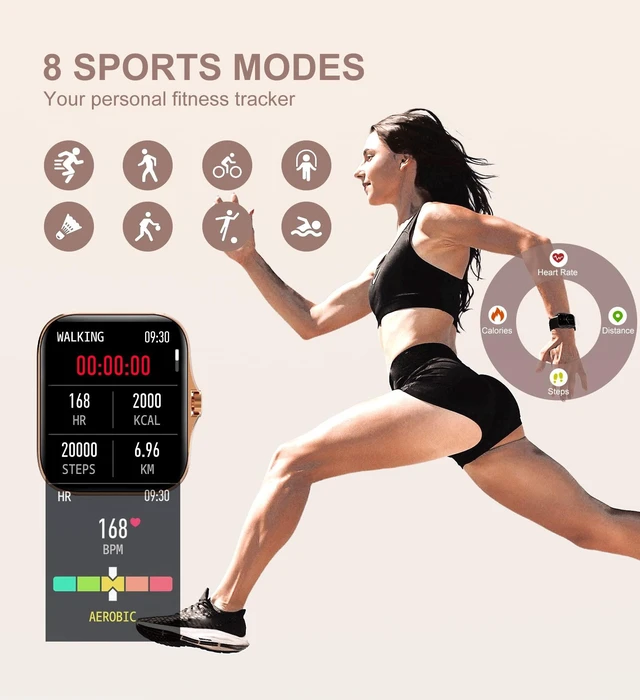Alt view image 4 of 7 - Smart Watch for Women(Call Receive/Dial), Fitness Tracker Waterproof Smartwatch for Android iOS Phones 1.7" HD Full Touch Screen Digital Watches with Heart Rate Sleep Monitor Pedometer