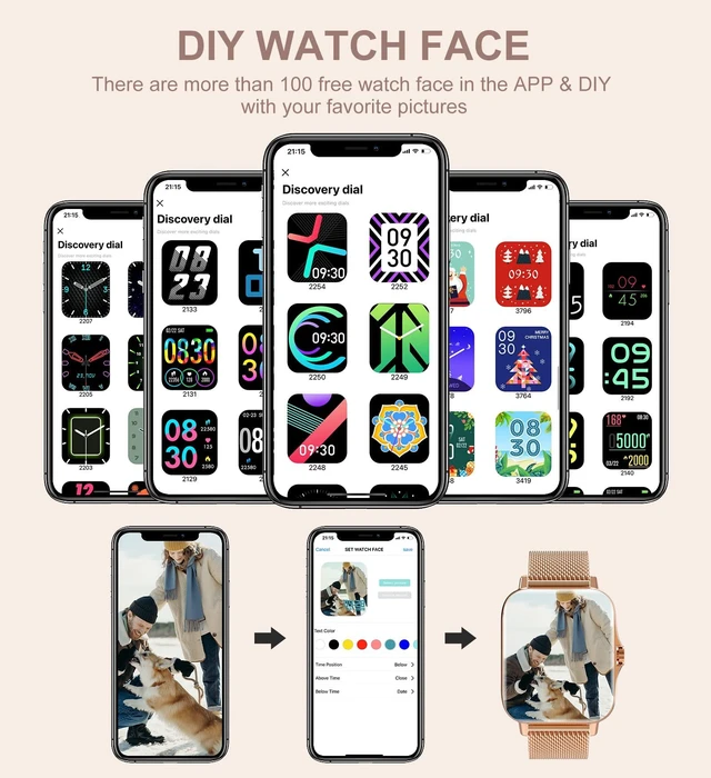 Alt view image 5 of 7 - Smart Watch for Women(Call Receive/Dial), Fitness Tracker Waterproof Smartwatch for Android iOS Phones 1.7" HD Full Touch Screen Digital Watches with Heart Rate Sleep Monitor Pedometer