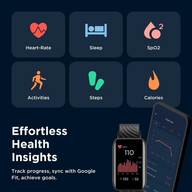 Alt view image 7 of 7 - Moto 40 Bluetooth Smartwatch -10 Days Battery Life, Google Fit Integration, 1.5'' Crystal Clear Display, Heart Tracking, in-Depth Sleep Tracking, iOS and Android Compatible - Rose Gold