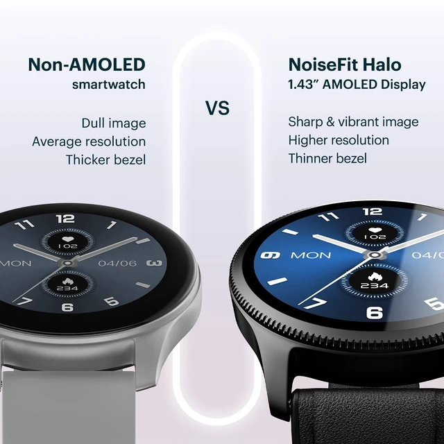 Alt view image 2 of 6 - Halo Premium Metallic Smartwatch, 1.43" AMOLED Display, 7 Day Battery, BT Calling (Make/Answer), Dust & Water Resistant, 100+ Sport Modes, NoiseFit App Supprt, 1 Year Warranty