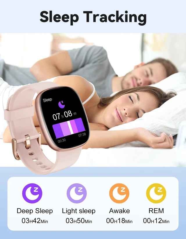 Alt view image 6 of 7 - Smart Watches for Women Men, Answer/Make Calls Notifications, 1.85" Smartwatch Compatible with iPhone/Android Phones, Fitness Watch with Heart Rate/Sleep Monitor Pedometer for Walking Running (Pink)