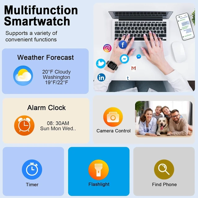 Alt view image 5 of 7 - Smart Watch for Men Women (Answer/Make Call), 2025 New 1.91" HD SmartWatch, Fitness Watch with 120+ Sport Modes, IP68 Waterproof, Heart Rate/Sleep Monitor, Pedometer, Activity Tracker for Android iOS