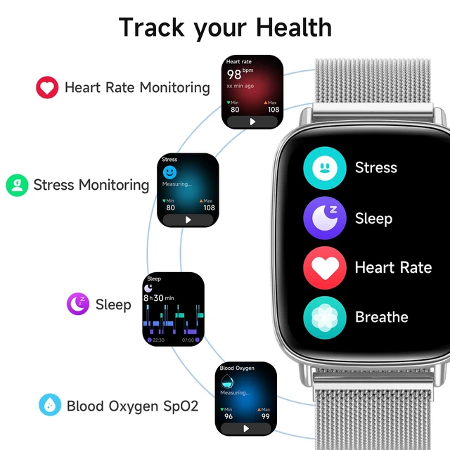 Alt view image 3 of 7 - Smart Watch for Men Women, 1.85" HD Smartwatch Compatible iPhone/Samsung/Android (Answer/Make Calls), 100+ Sport Modes Fitness Tracker with Heart Rate/Sleep/Step Monitor, IP68 Waterproof