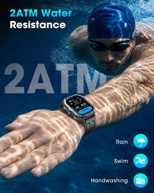 Alt view image 7 of 7 - Military Smart Watches for Men,2.02''Smartwatch FitnessTracker Built-in GPS 100+ Sport Modes/Sleep Monitor/Heart Rate Monitor/Waterproof for Android and iPhone Sturdy and Durable Tactical Smart Watch