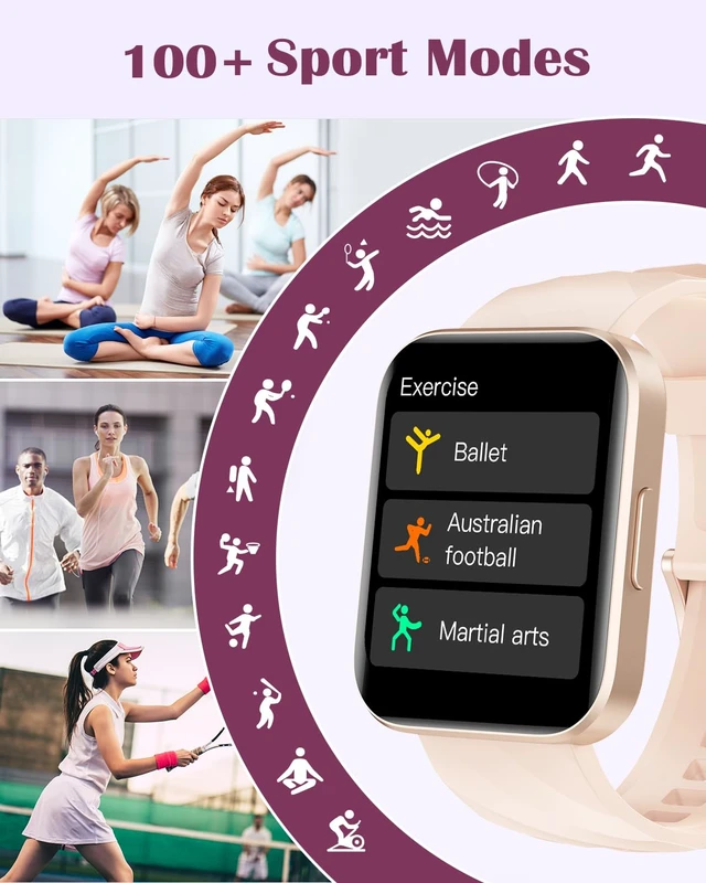 Alt view image 2 of 7 - Smart Watches for Women, Bluetooth Calls, Fitness Tracker Pink | for iPhone/Android Phones, 1.85" HD, Heart Rate Monitor Sleep Tracker, Step Calories Counter, 100+ Sports Types, Waterproof