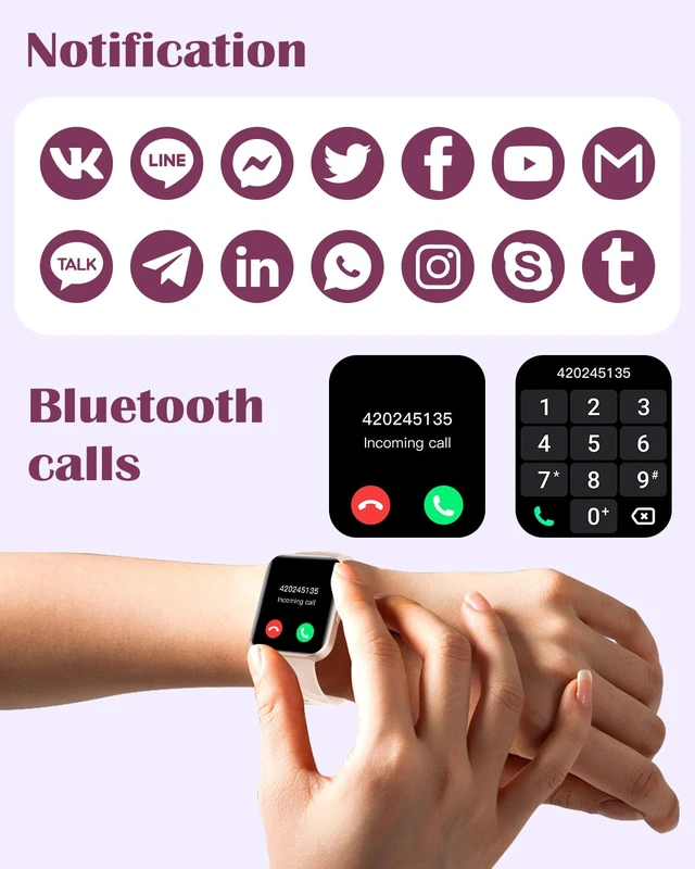 Alt view image 5 of 7 - Smart Watches for Women, Bluetooth Calls, Fitness Tracker Pink | for iPhone/Android Phones, 1.85" HD, Heart Rate Monitor Sleep Tracker, Step Calories Counter, 100+ Sports Types, Waterproof