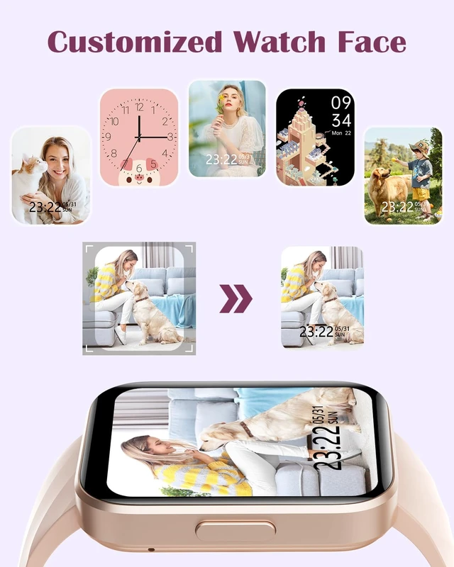 Alt view image 7 of 7 - Smart Watches for Women, Bluetooth Calls, Fitness Tracker Pink | for iPhone/Android Phones, 1.85" HD, Heart Rate Monitor Sleep Tracker, Step Calories Counter, 100+ Sports Types, Waterproof