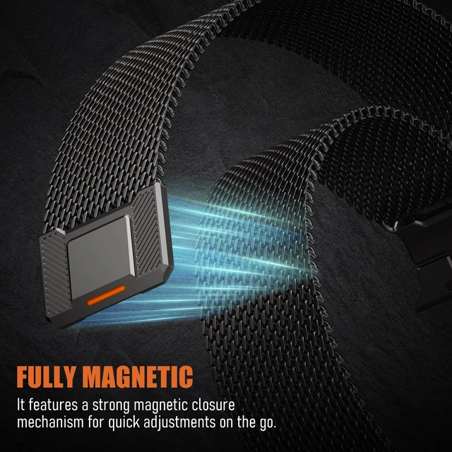 Alt view image 4 of 7 - Milanese Loop for Apple Watch Ultra 3/2 Band 49mm 46mm 45/44mm Men | Tactical Mecha Strap,Military-Grade Design,Magnetic Metal Mesh Wristband,iWatch Ultra 2/Ultra 3 Series11/10/9/8/7/6/5/4 SE