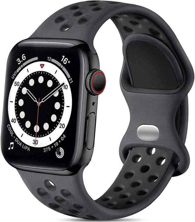Main image of Sport Band for Apple Watch Bands 44mm 45mm 46mm 42mm 49mm Men Women | Soft Silicone, Breathable Waterproof Strap for iWatch Series 11 10 9 8 7 6 5 4 Ultra SE 3 2 1, Gym Workout Wrist Band, Black