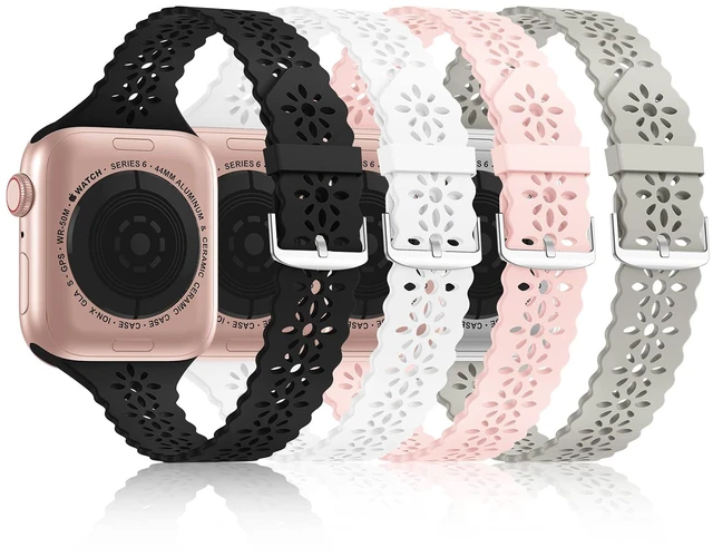Main image of Lace Silicone Bands Compatible with Apple Watch Bands for Women | Slim Thin Hollow-out Wristband for iWatch Series 11 10 9 Ultra 8 SE 7 6 5 4 3 2 1 38mm 40mm 41mm 42mm 44mm 45mm 46mm 49mm