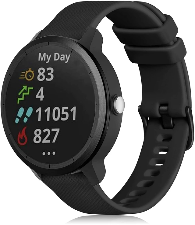 Main image of Compatible with Garmin Vivoactive 5 Watch Bands/Garmin Vivoactive 3 Watch Bands,20mm Silicone Band for Vivoactive 3 Music/Vivomove Sport,Forerunner 645/245 Music Smartwatch Women Men Black