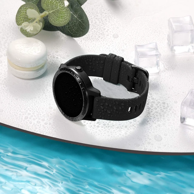Alt view image 7 of 7 - Compatible with Garmin Vivoactive 5 Watch Bands/Garmin Vivoactive 3 Watch Bands,20mm Silicone Band for Vivoactive 3 Music/Vivomove Sport,Forerunner 645/245 Music Smartwatch Women Men Black