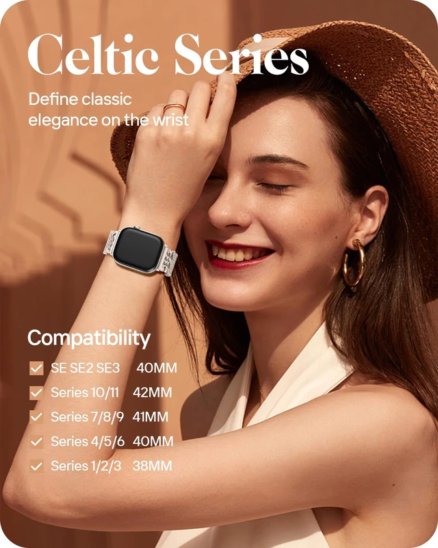 Alt view image 3 of 7 - Braided Stretchy Band for Apple Watch Bands 38mm 40mm 41mm 42mm Women Men Celtic Love Knot Metal, Magnetic Clasp, Nylon Elastic Straps for iWatch Series 11 10 9 8 7 6 5 4 3 2 1, SE 3/2/1, Ultra 3/2/1