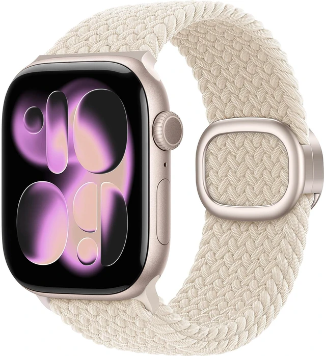 Main image of Compatible with Apple Watch Bands for Women Men Braided Stretchy Band | Soft Nylon Magnetic 38mm 40mm 41mm 42mm 44mm 45mm 46mm 49mm, Solo Loop for iWatch Series 11 10 9 8 7 6 5 4 3 2 1 SE Ultra