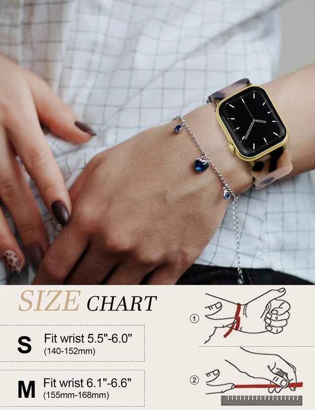 Alt view image 4 of 7 - Resin Stretchy Watch Bands Women Compatible with Apple Watch 38mm 40mm 41mm 42mm (S11/10) Tortoise Light Bracelet Beaded Elastic Strap for iWatch Series11/10/9/8/7/6/5/4/3/2/1/SE/Ultra (S)