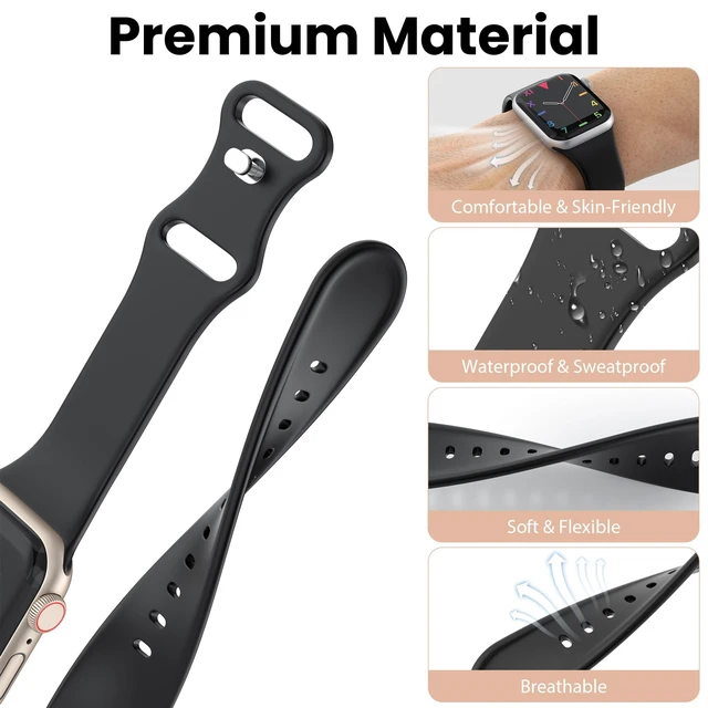 Alt view image 2 of 7 - 18 Pack Bands Compatible with Apple Watch Band 49mm 46mm 45mm 44mm 42mm 41mm 40mm 38mm for Women Men, Sport Silicone Breathable Strap for iWatch Series Ultra 11 10 9 8 SE 7 6 5 4 3 2 1
