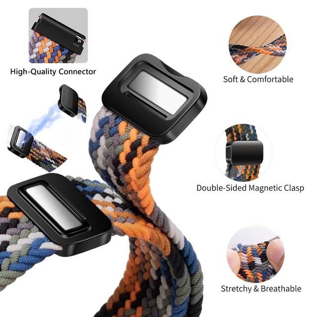 Alt view image 5 of 7 - Braided Sport Band Compatible with Samsung Galaxy Watch Band 7/FE/6/5/4/3 & Watch 5 Pro & 6/4 Classic &Gear S3/S2, 20mm & 22mm watch band for Samsung Watch 47mm 46mm 45mm 44mm 40mm 43/42/41mm