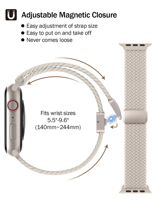 Alt view image 2 of 7 - Braided Stretchy Band Compatible with Apple Watch Bands for Women Men | Nylon Solo Loop 38mm 40mm 41mm 42mm 46mm 44mm 45mm 49mm Sport Strap for iWatch bands Series SE 11 10 9 8 7 6 5 4 3 Ultra 3 2