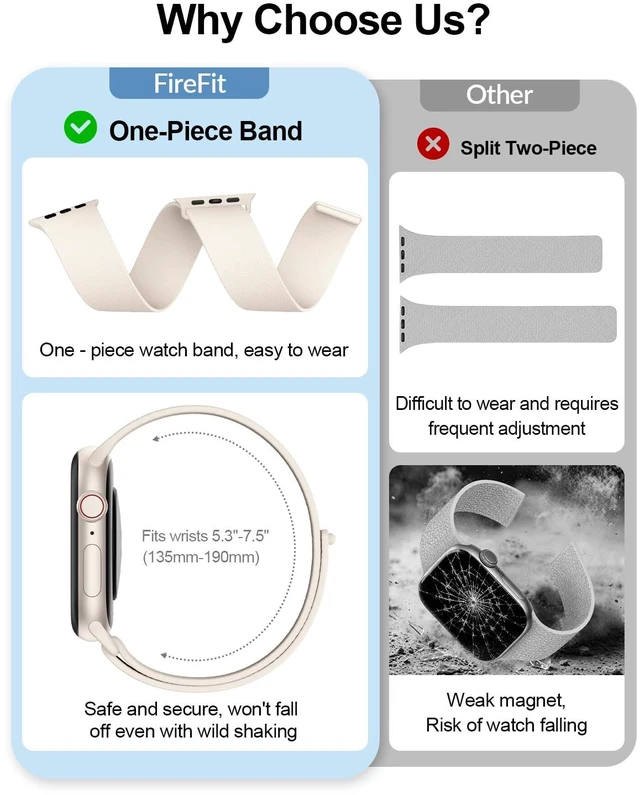 Alt view image 5 of 7 - Magnetic Silicone Band for Apple Watch Bands 38mm 40mm 41mm 42mm Women Men | Patented Pebble Grain Band, Soft, Waterproof, Solo Loop Sport Strap for iWatch Series 11 10 9 8 7 6 5 4 3 2 1 SE,Starlight