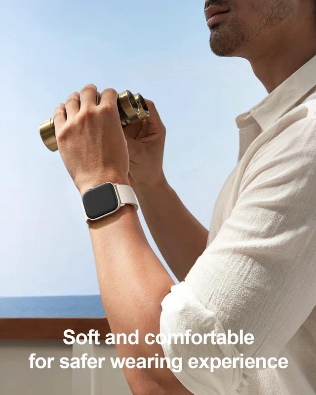 Alt view image 7 of 7 - Magnetic Silicone Band for Apple Watch Bands 38mm 40mm 41mm 42mm Women Men | Patented Pebble Grain Band, Soft, Waterproof, Solo Loop Sport Strap for iWatch Series 11 10 9 8 7 6 5 4 3 2 1 SE,Starlight