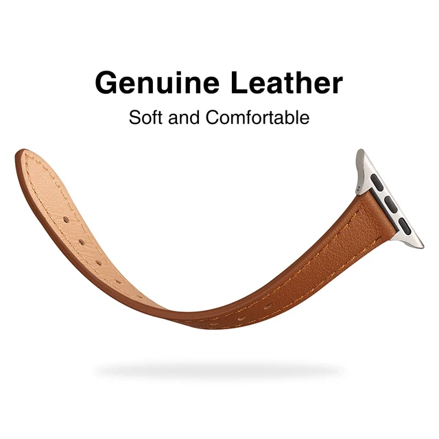 Alt view image 3 of 7 - Slim Leather Band Compatible with Apple Watch Bands for Women, Thin | Genuine Leather, Fits Small Wrists, for Daily Wear, for iWatch SE 9 8 7 6 5 4 3 2 1, 38mm 40mm 41mm 42mm(Series 11 10)