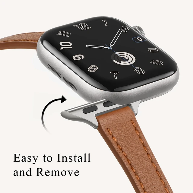 Alt view image 4 of 7 - Slim Leather Band Compatible with Apple Watch Bands for Women, Thin | Genuine Leather, Fits Small Wrists, for Daily Wear, for iWatch SE 9 8 7 6 5 4 3 2 1, 38mm 40mm 41mm 42mm(Series 11 10)
