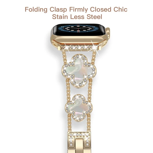 Alt view image 2 of 7 - 42/44/45/46/49/ mm cool woman chain metal smartwatch strap compatible with Apple Watch Band Series 11/10/9/8/7/6/SE adjustable replacement watch bracelet for Iwatch gold Watch Band