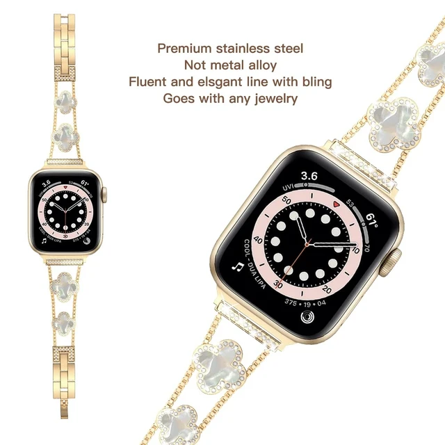 Alt view image 4 of 7 - 42/44/45/46/49/ mm cool woman chain metal smartwatch strap compatible with Apple Watch Band Series 11/10/9/8/7/6/SE adjustable replacement watch bracelet for Iwatch gold Watch Band