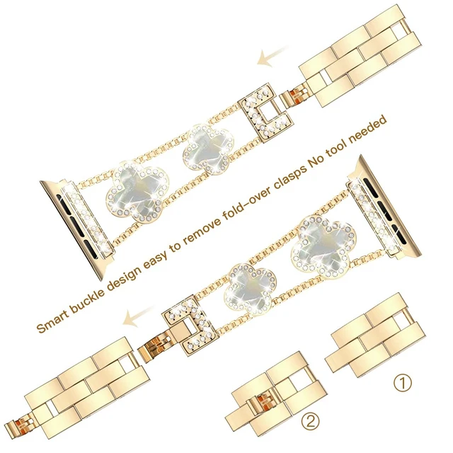 Alt view image 5 of 7 - 42/44/45/46/49/ mm cool woman chain metal smartwatch strap compatible with Apple Watch Band Series 11/10/9/8/7/6/SE adjustable replacement watch bracelet for Iwatch gold Watch Band