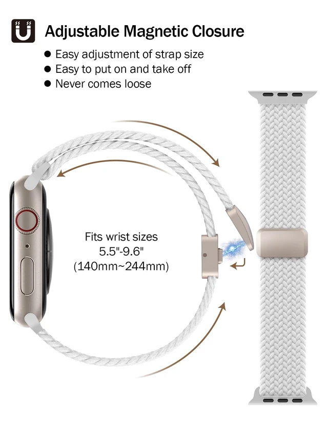 Alt view image 2 of 7 - Braided Stretchy Band Compatible with Apple Watch Bands for Women Men | Nylon Solo Loop 38mm 40mm 41mm 42mm 46mm 44mm 45mm 49mm Sport Strap for iWatch bands Series SE 11 10 9 8 7 6 5 4 3 Ultra 3 2
