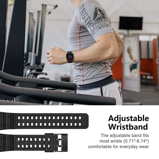 Alt view image 6 of 6 - Compatible for Fitbit Versa 4/3/2/ Fitbit Versa Lite/Fitbit Sense 2/ Fitbit Sense Bands with Case, Protective Smartwatch Case Strap Rugged Sport Protector Wristbands Men Black
