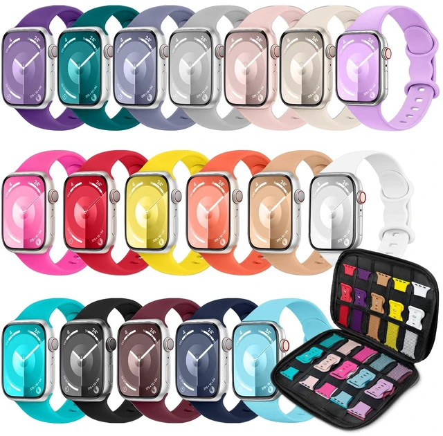 Main image of 18Pack Sport Band & Organizer Compatible with Apple Watch Bands Women Men | Soft&Skin-friendly Wristband 38/40/41/42mm, Waterproof Sweat-proof, for Series 11/10/9/8/7/6/5/4/3/2/1/SE/Ultra