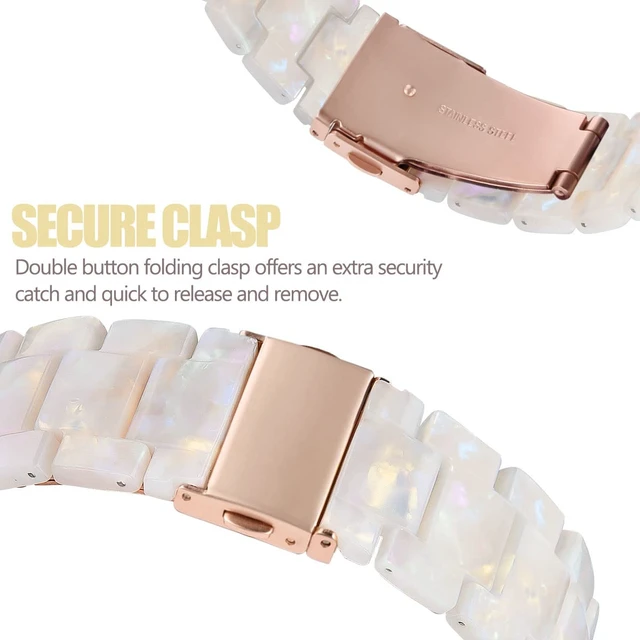 Alt view image 7 of 7 - Resin Bands Compatible with Apple Watch Band,41mm/40mm/38mm/42mm | Fashion Lightweight Strap for iWatch Series 11/10/9/8/7/6/5/4/3/2/1/SE3,Women Jewelry Dressy Bracelet Adjustable,Ivory White